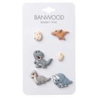 Basket Pins Dinosaurs - set van 6 - Fietsaccessoires Banwood - In den Olifant
