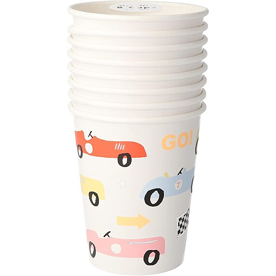 Bekers Race Car Cups - Set Van 8 - Feestbekers Meri Meri - In den Olifant