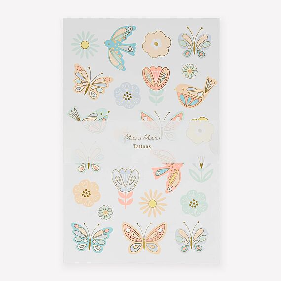 Birds & Butterflies Tattoo Sheet - Kinderschmink en tattoos Meri Meri - In den Olifant