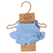 Blauw poppenkleedje met broekje - voor popje van 21 cm - Poppenkleding Miniland - In den Olifant