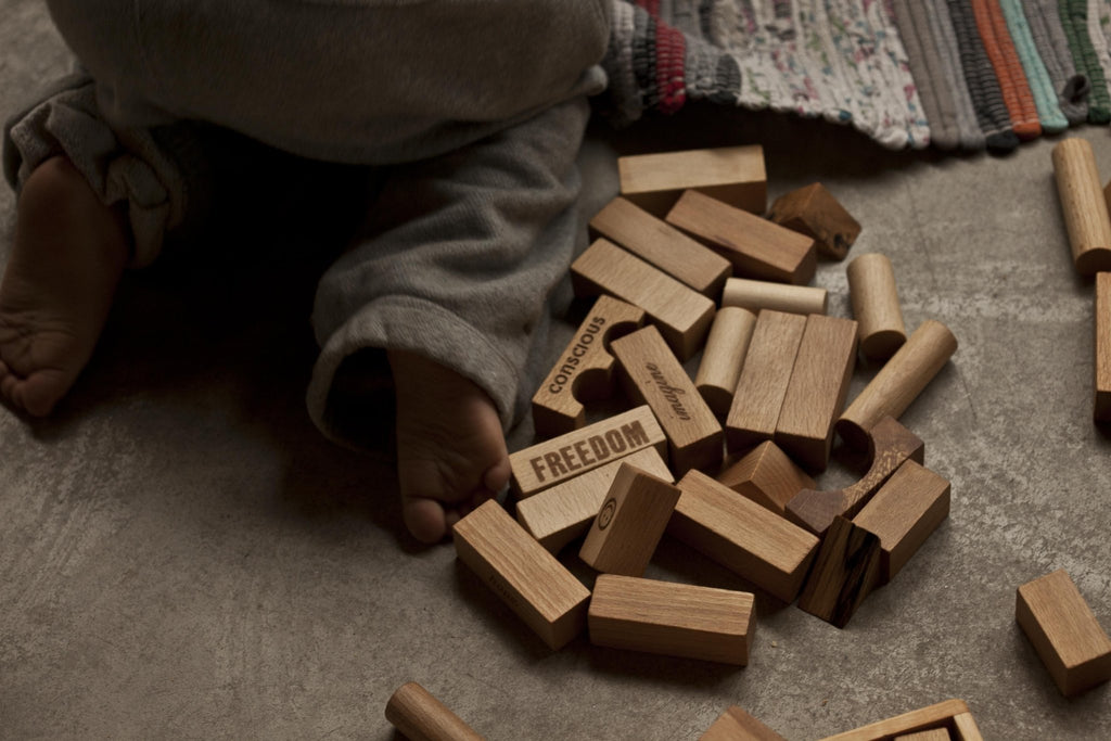 Blokkendoos Natural Blocks In Tray - 30 pcs - Houten blokken Wooden Story - In den Olifant