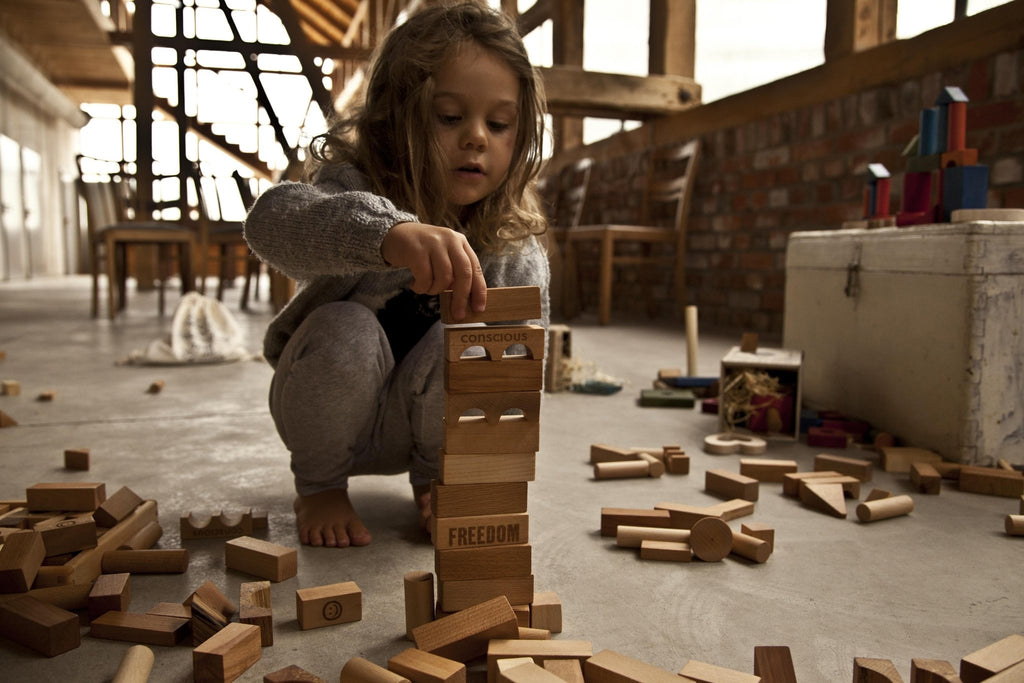 Blokkendoos Natural Blocks In Tray - 30 pcs - Houten blokken Wooden Story - In den Olifant