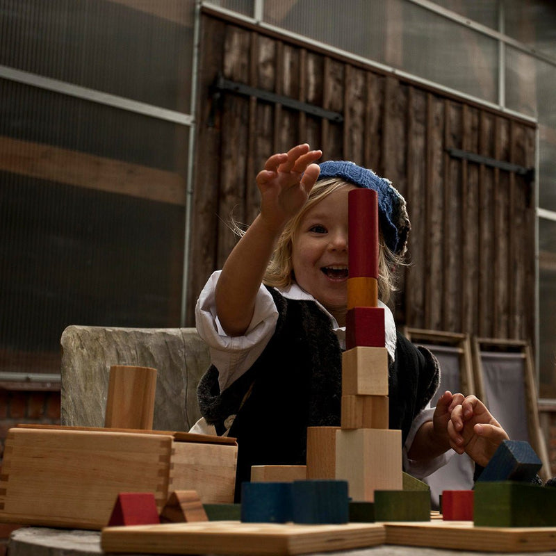 Blokkendoos Rainbow blocks in tray - 30 stuks - Houten blokken Wooden Story - In den Olifant
