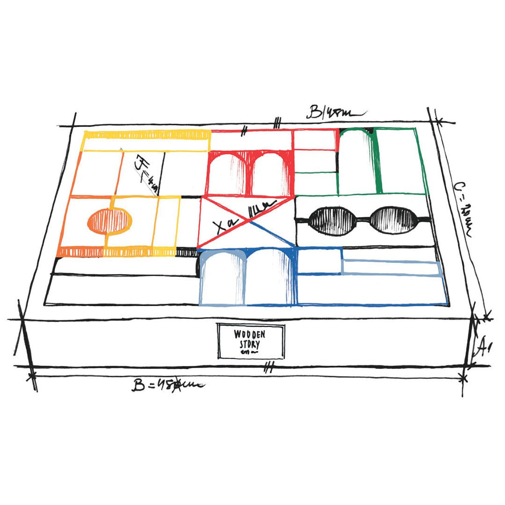 Blokkendoos Rainbow blocks in tray - 30 stuks - Houten blokken Wooden Story - In den Olifant