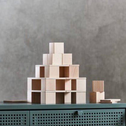 Blokkenset Bouwsteensysteem Clever - Up! 1.0 - set van 46 - Houten blokken Haba - In den Olifant