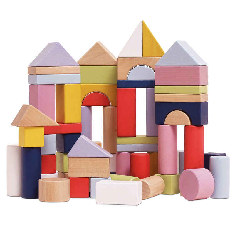 Blokkenset Colorful Building Blocks - set van 60 - Houten blokken Le Toy Van - In den Olifant