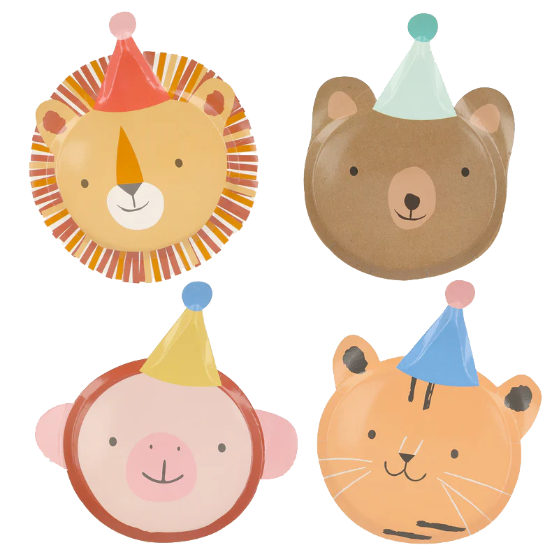 Feestbordjes Animal Parade Die Cut Plates - set van 8