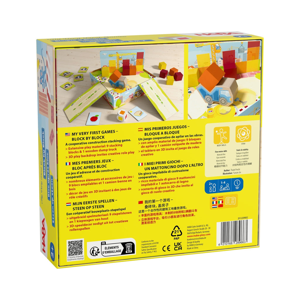 Bordspel Mijn Eerste Spellen - Block by Block - Coöperatieve gezelschapsspellen Haba - In den Olifant