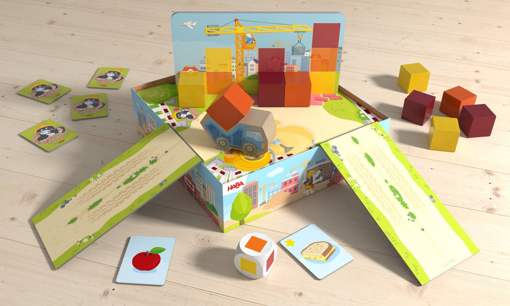 Bordspel Mijn Eerste Spellen - Block by Block - Coöperatieve gezelschapsspellen Haba - In den Olifant