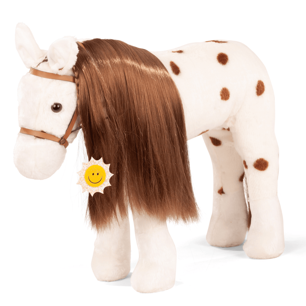 Boutique wit bruin gevlekt paard Kämmpferd Dotty - 37 cm - Poppenaccessoires Götz - In den Olifant