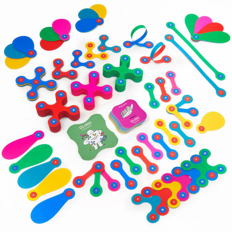 Bouwset met magneten Educatie Pack - set van 100 onderdelen - Magnetische bouwspeelgoed Clixo - In den Olifant