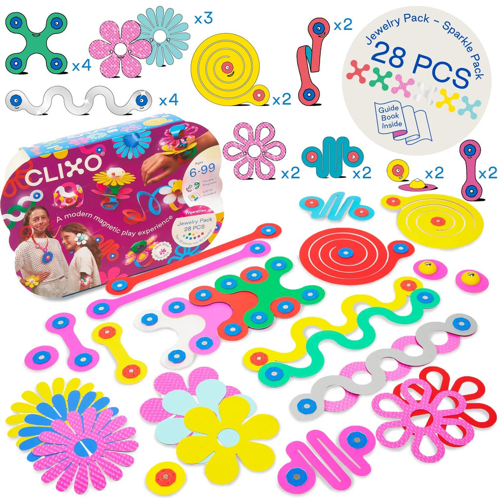 Bouwset met magneten Jewelry Pack - 28 onderdelen - Magnetische bouwspeelgoed Clixo - In den Olifant