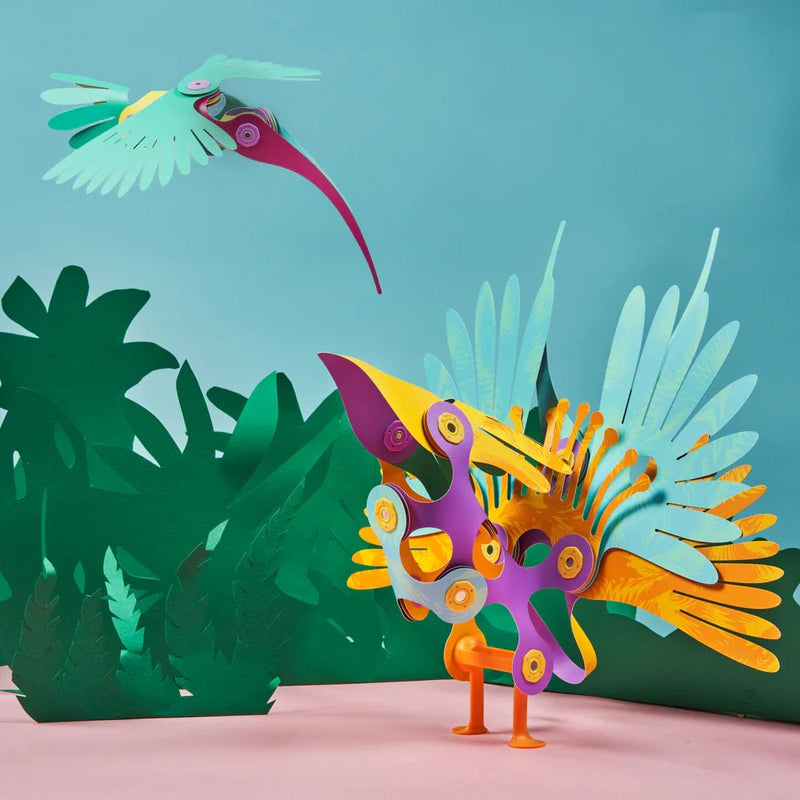 Bouwset met magneten Tropical Birds - 22 onderdelen - Magnetische bouwspeelgoed Clixo - In den Olifant
