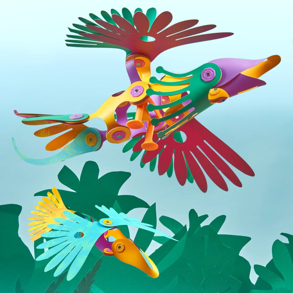 Bouwset met magneten Tropical Birds - 22 onderdelen - Magnetische bouwspeelgoed Clixo - In den Olifant