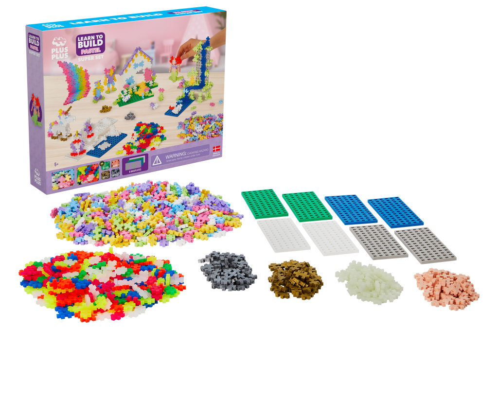 Bouwstenen Plus-Plus Learn to Build Pastel Super Set - 1200 stuks - Bouwsets Plus-Plus - In den Olifant