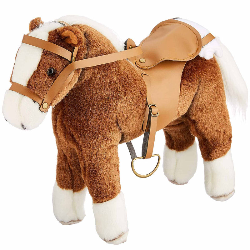 Bruin paard met zadel en teugel Boutique Springturniersieger - 27 cm - Poppenaccessoires Götz - In den Olifant