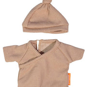 Bruine poppen pyjama met muts - voor popjes van 21 cm - Poppenkleding Miniland - In den Olifant