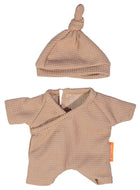 Bruine poppen pyjama met muts - voor popjes van 21 cm - Poppenkleding Miniland - In den Olifant