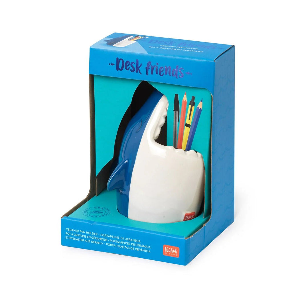 Ceramic Pen Holder - Desk Friends Shark - Opbergers Legami - In den Olifant
