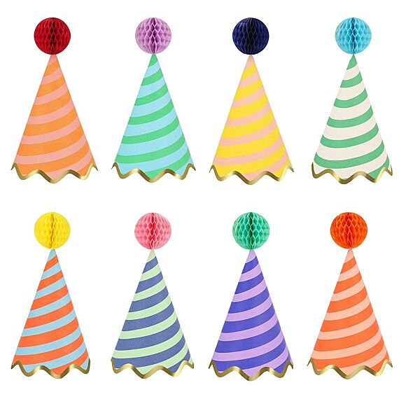 Feesthoedjes Stripe Party Hats - Set Van 8