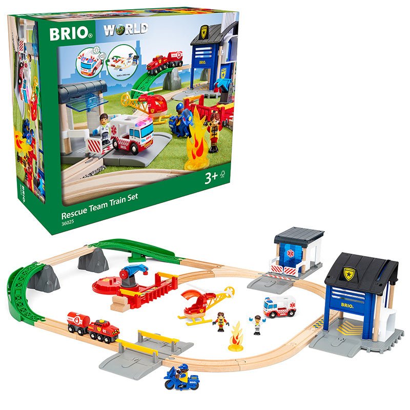 Complete speelset Rescue Team Train Set - 38 onderdelen - Treinsporen en accessoires Brio - In den Olifant