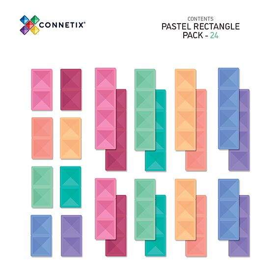 Magnetische bouwstenen Pastel Rectangle Pack | Set van 24