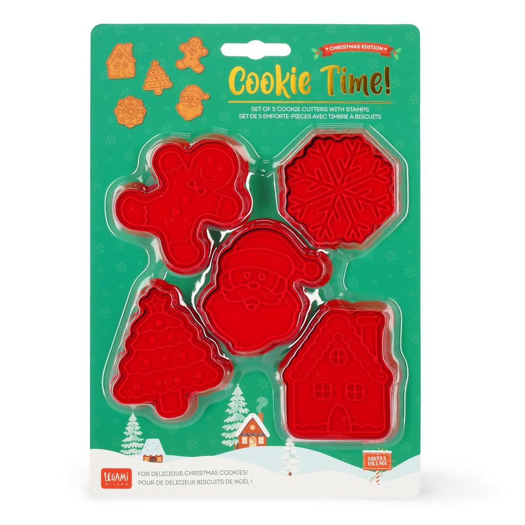 Cookie Time! Koekjesvormen met stempels Kerstmis - set van 5 - Cake - en koekjesvormen Legami - In den Olifant