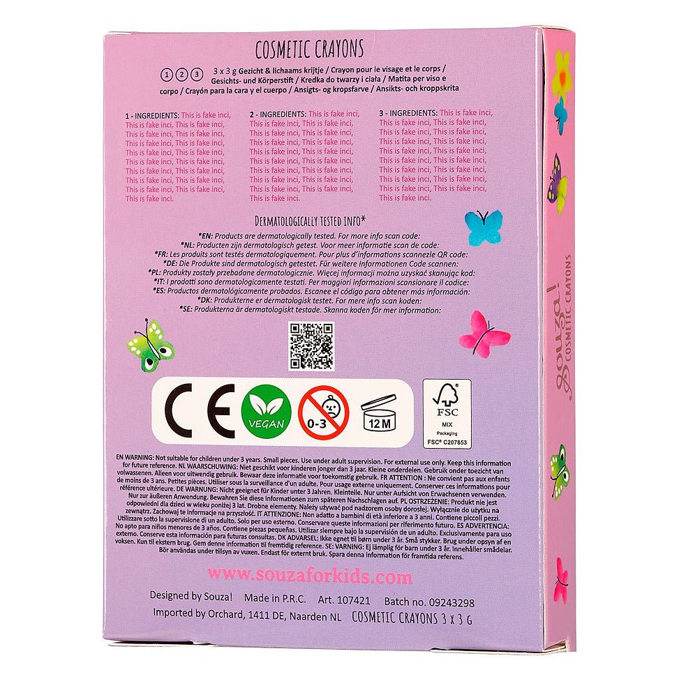 Cosmetics Crayons - set van 3 - Kinderschmink en tattoos Souza for kids - In den Olifant