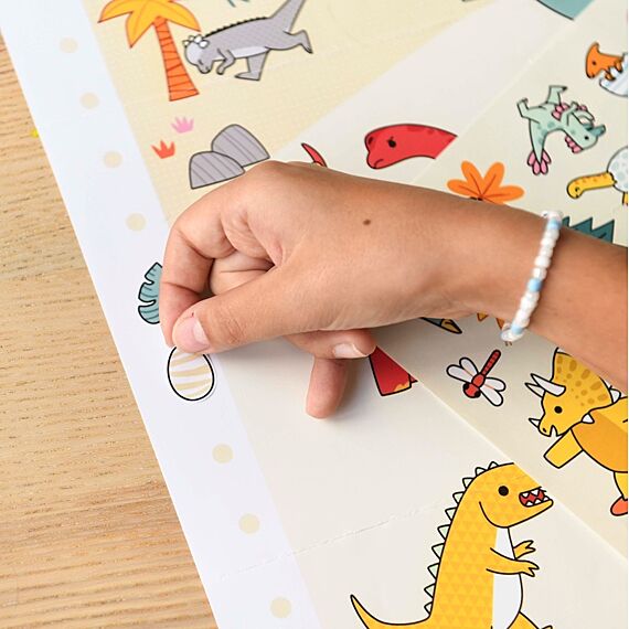 Creatieve Poster + 150 Stickers Dino | 3 - 10 Jaar - Stickers en stickersets Poppik - In den Olifant