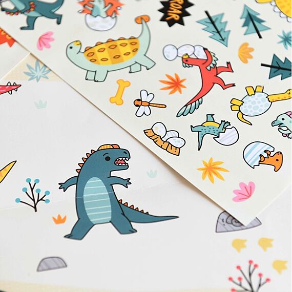 Creatieve Poster + 150 Stickers Dino | 3 - 10 Jaar - Stickers en stickersets Poppik - In den Olifant
