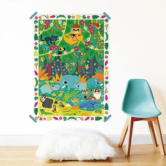 Creatieve Poster + 150 Stickers Jungle | 3 - 10 Jaar - Stickers en stickersets Poppik - In den Olifant
