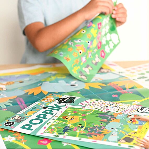 Creatieve Poster + 150 Stickers Jungle | 3 - 10 Jaar - Stickers en stickersets Poppik - In den Olifant