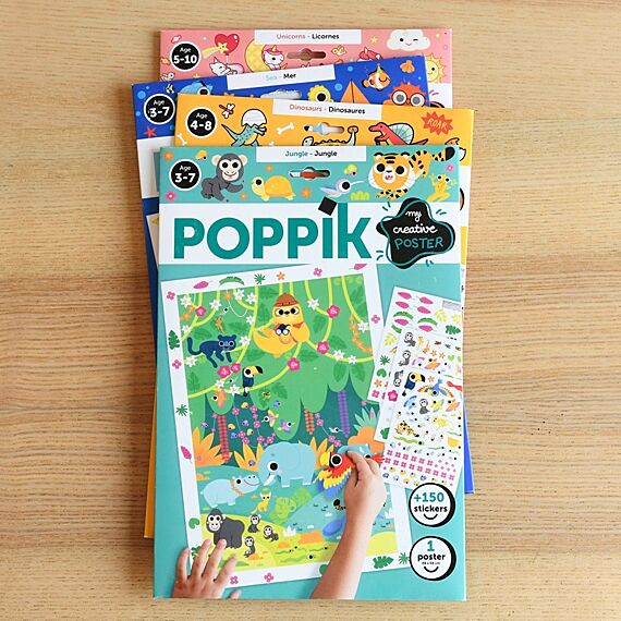 Creatieve Poster + 150 Stickers Jungle | 3 - 10 Jaar - Stickers en stickersets Poppik - In den Olifant