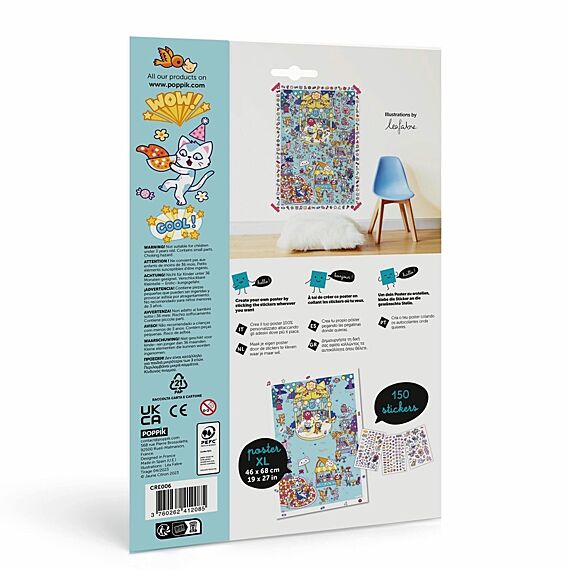 Creatieve Poster + 150 Stickers Kawai Party | 5 - 10 Jaar - Stickers en stickersets Poppik - In den Olifant