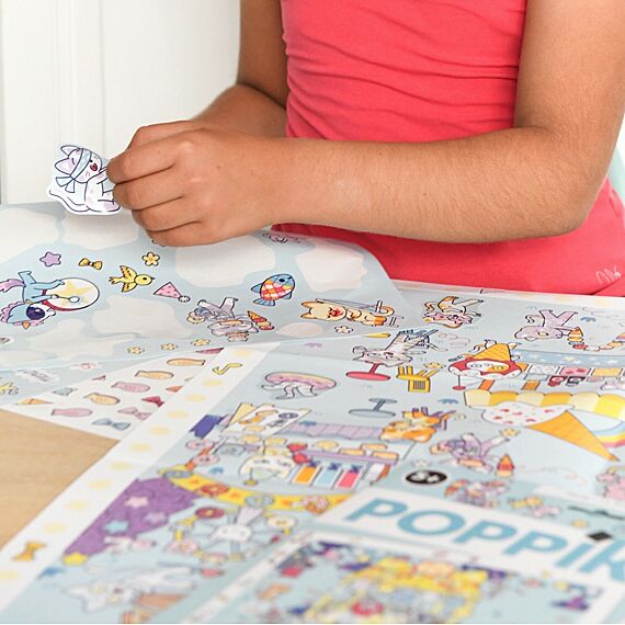 Creatieve Poster + 150 Stickers Kawai Party | 5 - 10 Jaar - Stickers en stickersets Poppik - In den Olifant
