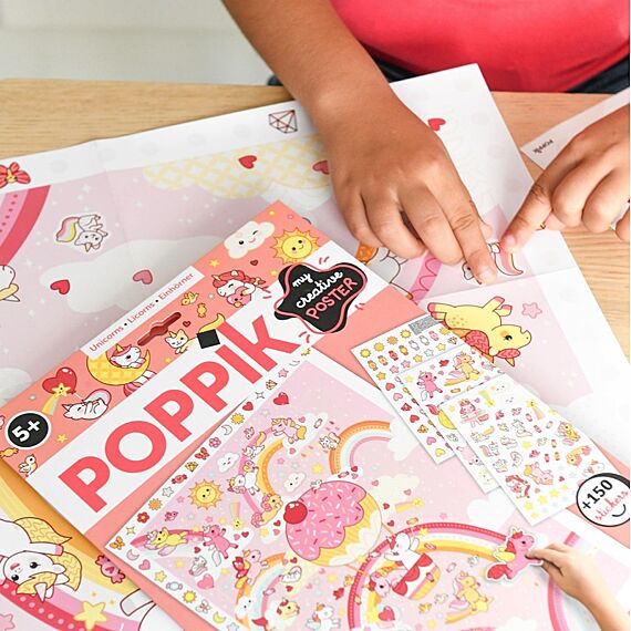 Creatieve Poster + 150 Stickers Unicorns | 5 - 10 Jaar - Stickers en stickersets Poppik - In den Olifant