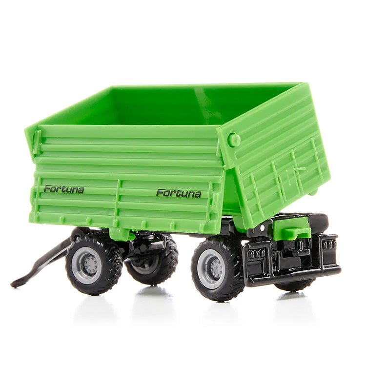 Deutz - Fahr tractor met Fortuna 2 - assige aanhangwagen - Auto's en voertuigen Siku - In den Olifant