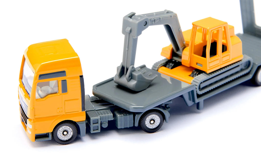 Dieplader met graafmachine - Auto's en voertuigen Siku - In den Olifant