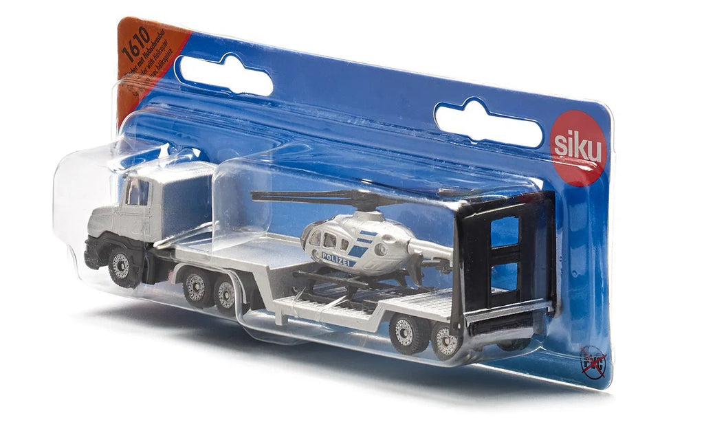 Dieplader met helikopter - Auto's en voertuigen Siku - In den Olifant