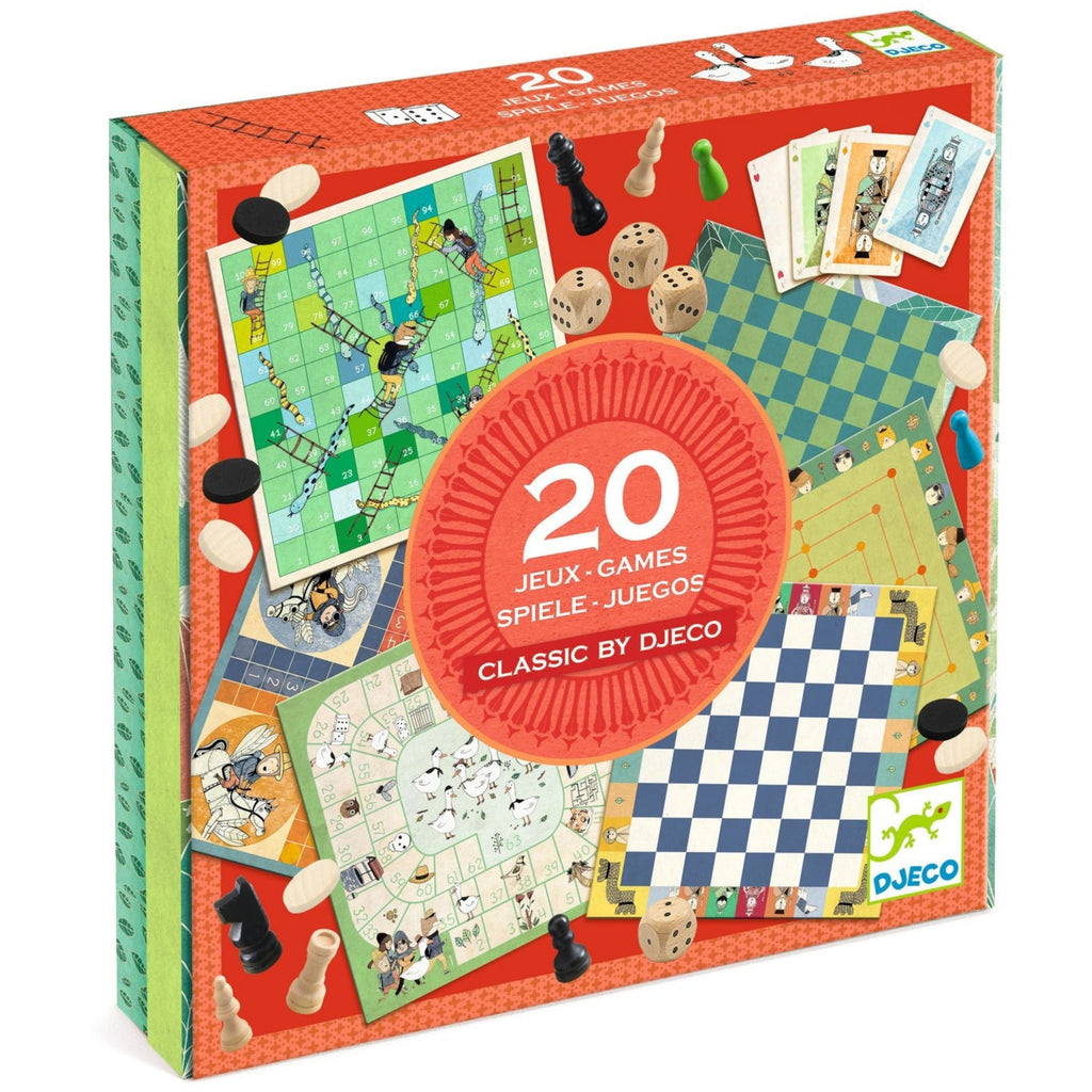 Djeco Classic Box Speldoos - met 20 spelletjes - Bordspellen Djeco - In den Olifant