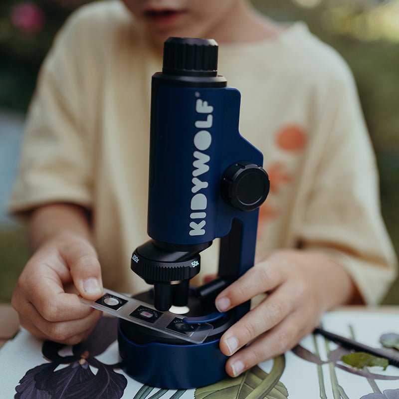 Draagbare microscoop blauw - Kidymicroscoop - STEM speelgoed Kidywolf - In den Olifant