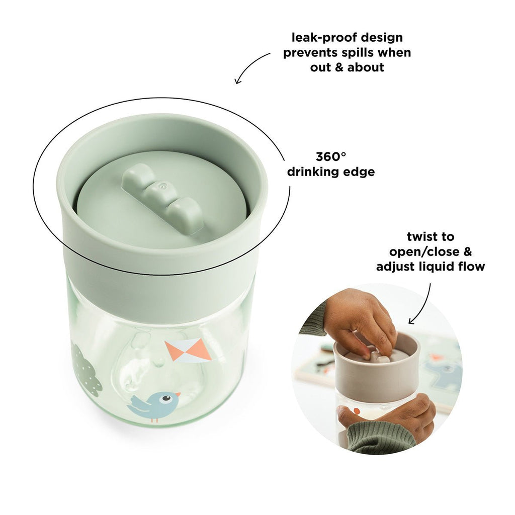 Drinkbeker Learning cup 360° Playground Green - Aan tafel Done by Deer - In den Olifant