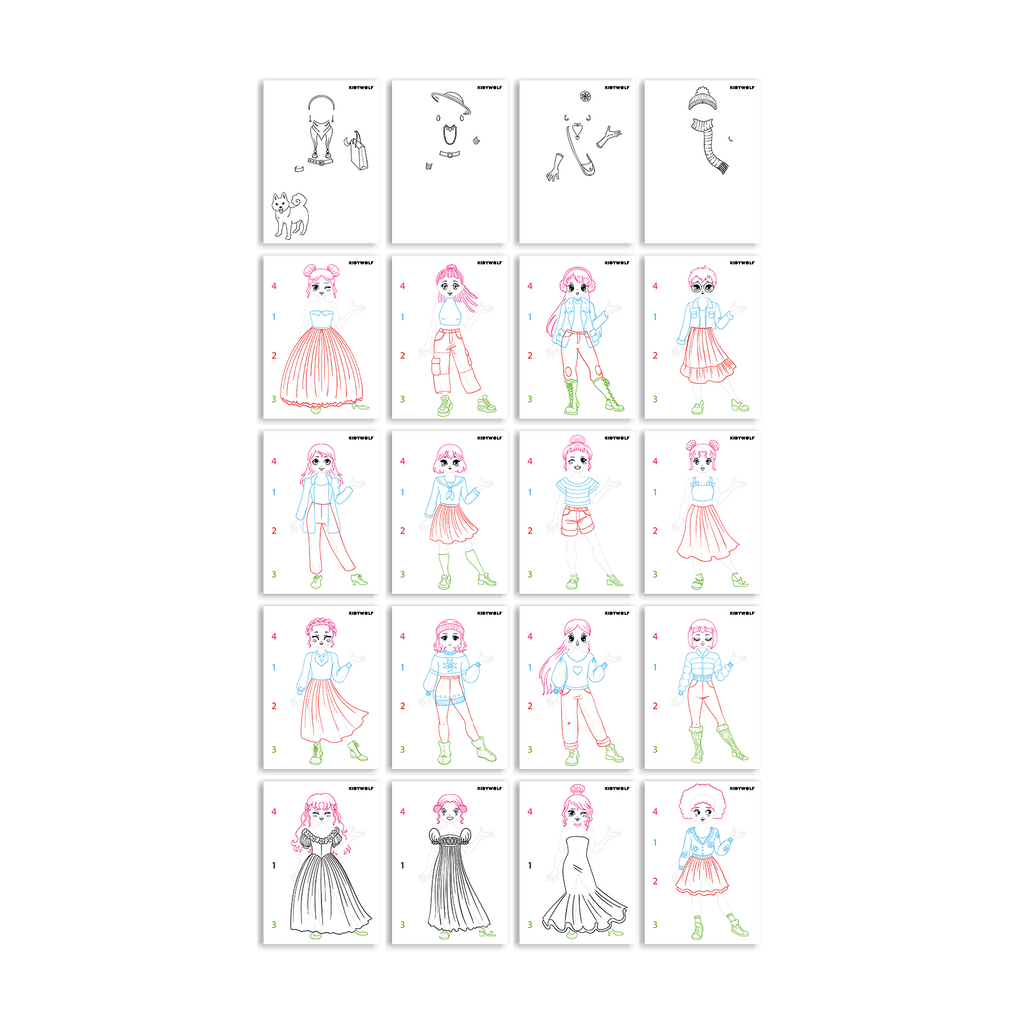 Dubbelzijdig Kidywolf Roze Tekentablet - Kidydraw - Pro Let's draw fashion - Kleuren en tekenen Kidywolf - In den Olifant