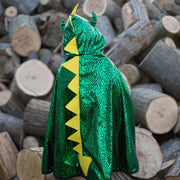 Dubbelzijdige verkleedcape Reversible Dragon and Knight Cape - 7 tot 8 jaar - Verkleedcapes Great Pretenders - In den Olifant