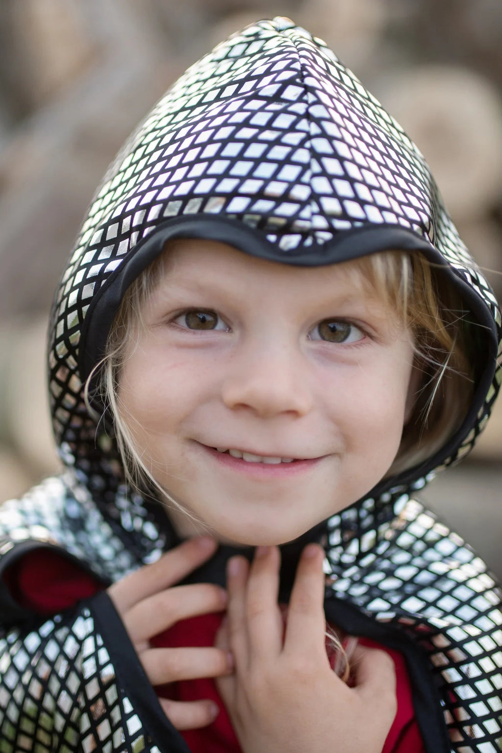 Dubbelzijdige verkleedcape Reversible Dragon and Knight Cape - 7 tot 8 jaar - Verkleedcapes Great Pretenders - In den Olifant