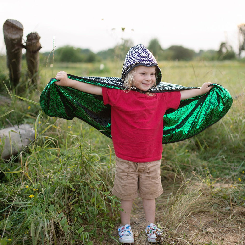 Dubbelzijdige verkleedcape Reversible Dragon and Knight Cape - 7 tot 8 jaar - Verkleedcapes Great Pretenders - In den Olifant