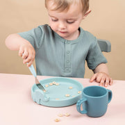 Easy - grip cutlery set Deer friends Blue - Bestek en rietjes Done by Deer - In den Olifant