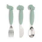Easy - grip cutlery set Deer friends Green - Bestek en rietjes Done by Deer - In den Olifant