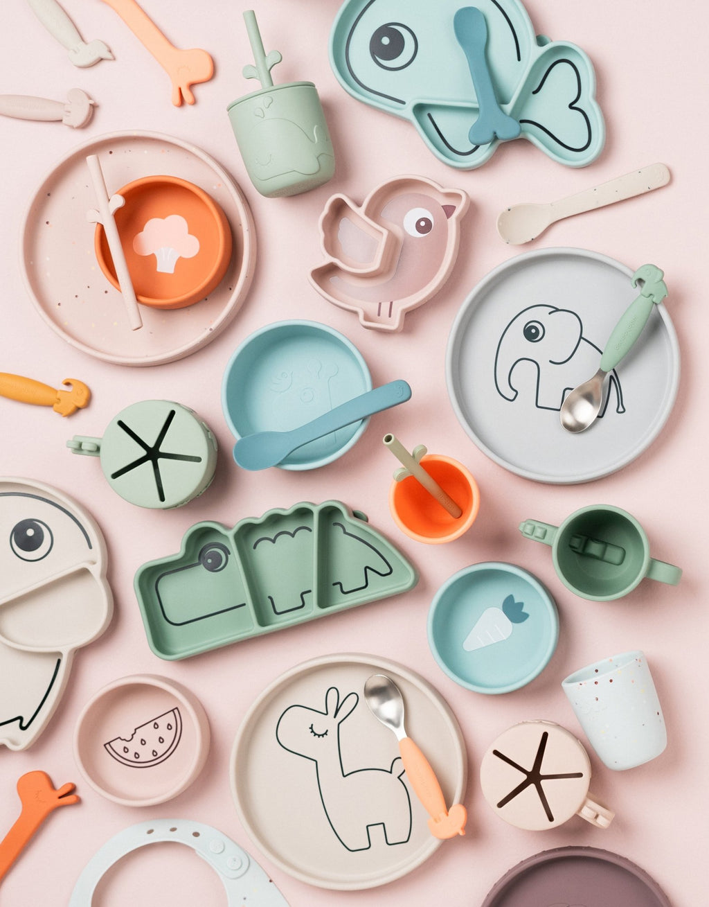 Easy - grip cutlery set Deer friends Powder - Bestek en rietjes Done by Deer - In den Olifant