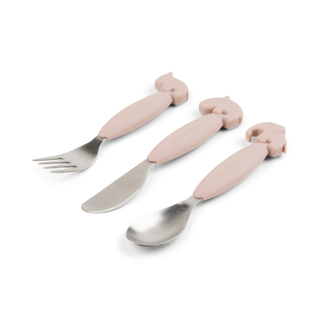 Easy - grip cutlery set Deer friends Powder - Bestek en rietjes Done by Deer - In den Olifant